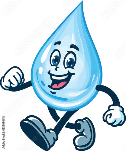 Water drop character cartoon is walking