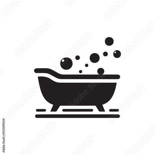 Bathtub with bubbles logo vector on white background. Bathtub icon symbol	