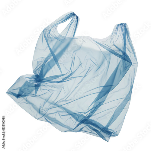 Crumpled plastic bag mockup isolated on transparent background to be used in campaigns for International Plastic Bag Free Day.