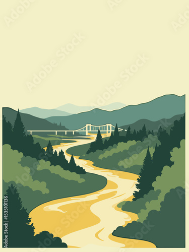 Eugene, Oregon — Hendricks Park, Autzen Stadium, Willamette Bridge in park green, stadium yellow, bridge grey, and cream