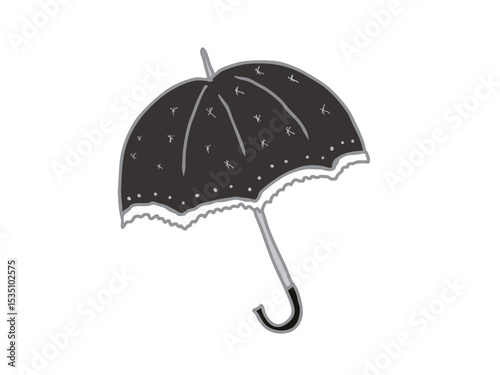 Illustration of a parasol with white lace and black patterns