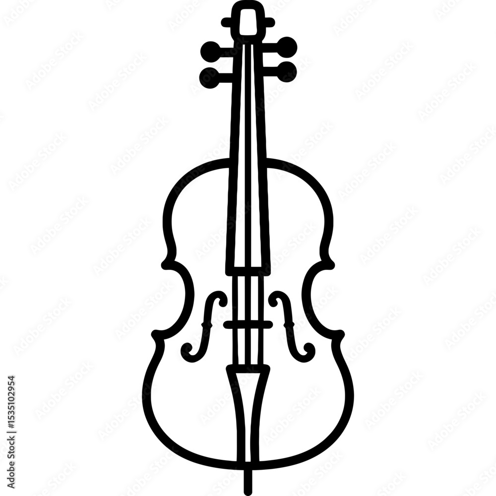 Fototapeta premium Cello outline icon vector minimal black and white