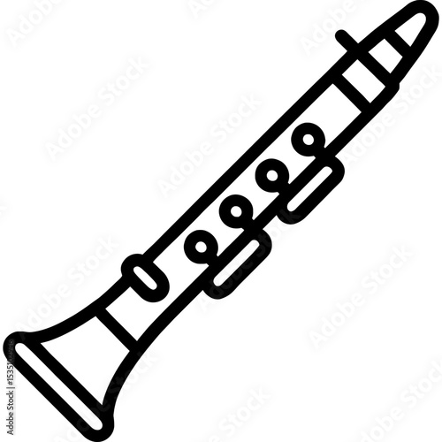 Clarinet outline icon vector, black and white minimal style