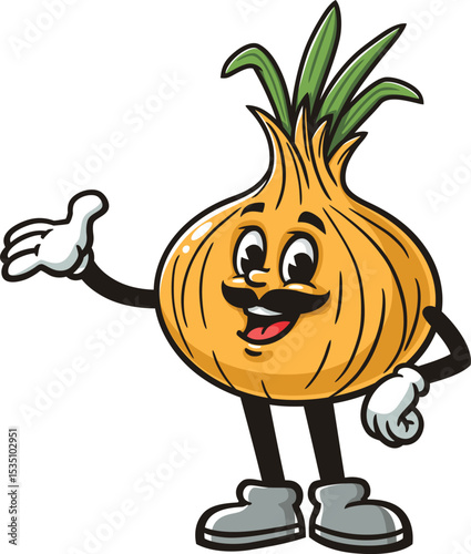 Cartoon character onion with mustache