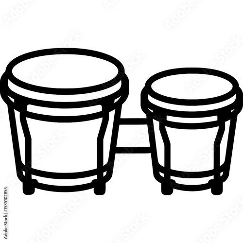 Bongo drums outline icon vector