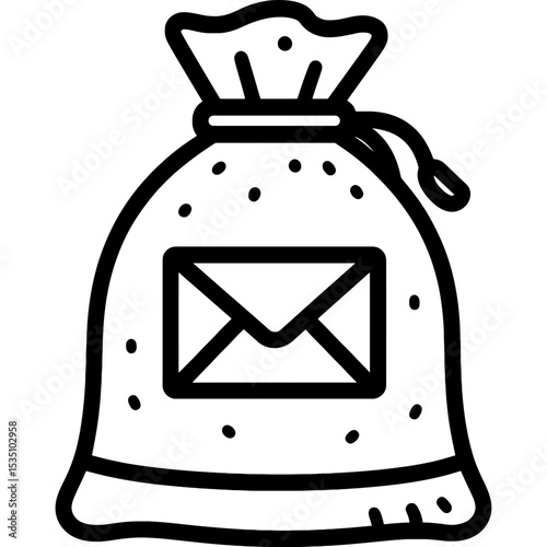 Canvas mail pouch outline illustration