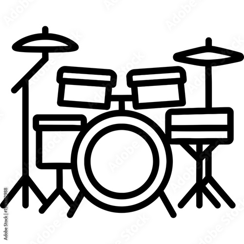 Drum set outline icon vector