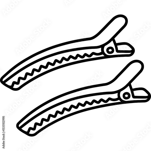 Hair sectioning clips outline icon vector