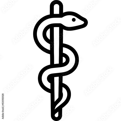 Minimalist serpent staff with coiled snake illustration