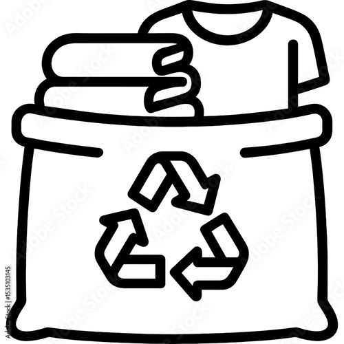 Minimalist vector icon of textile recycling bin