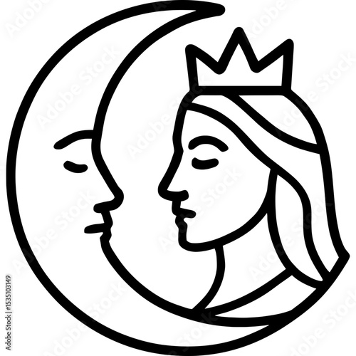 Minimalist moon goddess icon design