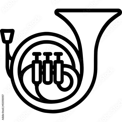 French horn outline icon vector