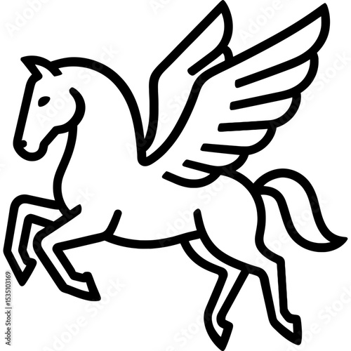 Pegasus icon with bold lines and clear elements