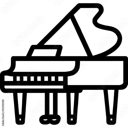 Grand piano outline icon vector