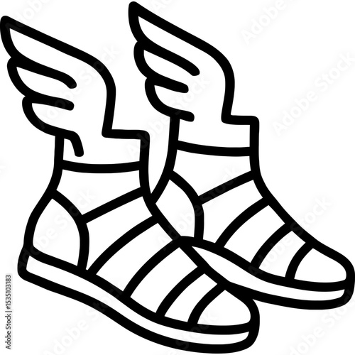 Minimalist winged sandals vector icon