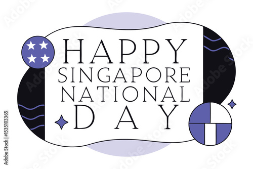 Singapore national day animated lettering text design in red green and blue
