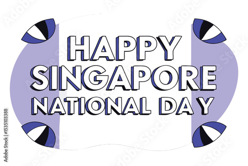 Animated singapore national day lettering text design in red green and blue