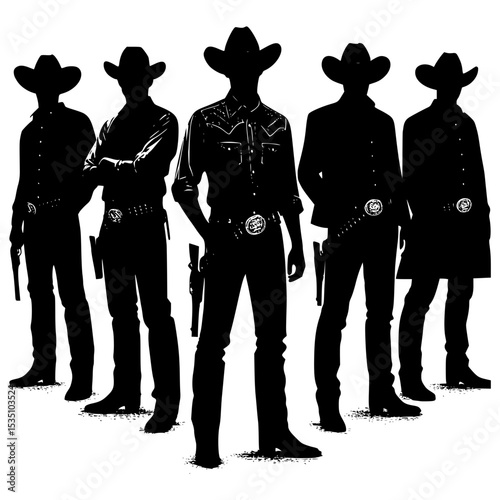 Shadow of the West, A bold group of cowboy silhouettes standing in formation
