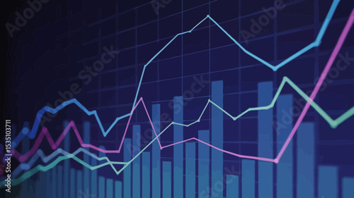Dynamic financial growth chart showcasing upward trends ideal for presentations reports and business branding designs