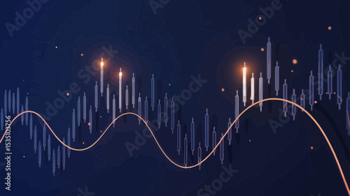 Elegant candlestick chart design for financial branding and market reports ideal for website banners presentations and infographics