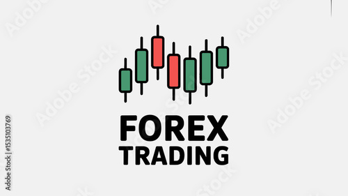 Scalable forex trading logo design featuring candlestick chart for financial branding and business applications