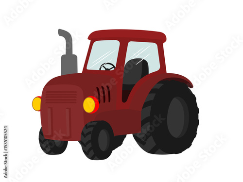 Cartoon tractor on white background.