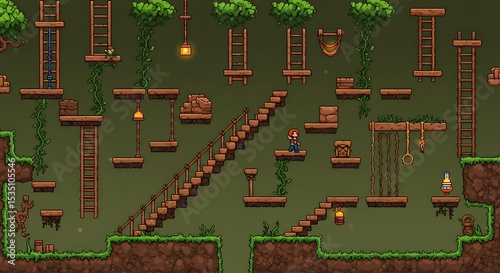 Pixel Art Game Assets: Jungle Adventure Level Design