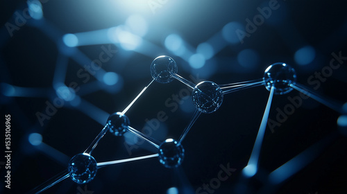Blue molecular structure in cosmic void, symbolizing scientific exploration and discovery