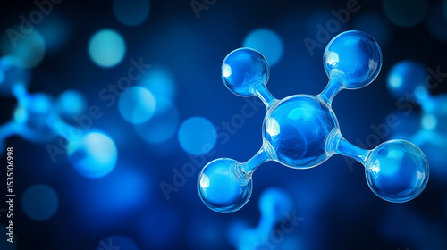 Blue molecular structure in cosmic void, symbolizing scientific exploration and discovery