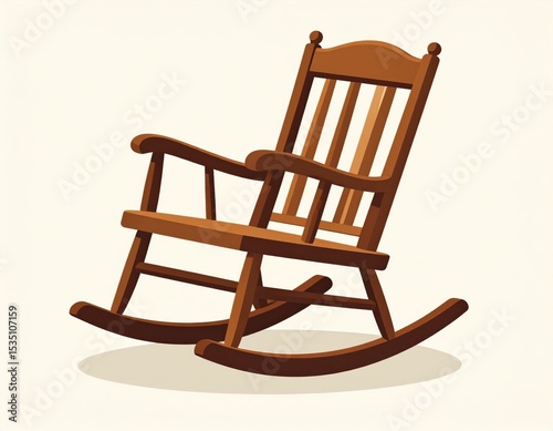 Classic Wooden Rocking Chair Illustration