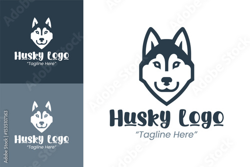 Minimalist Husky Dog Head Logo Design for Business and Branding