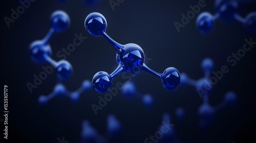 Blue molecular structure in cosmic void, symbolizing scientific exploration and discovery