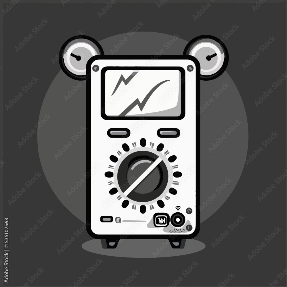 Fototapeta premium Vintage Electronic Device Illustration Retro Radio Meter Design