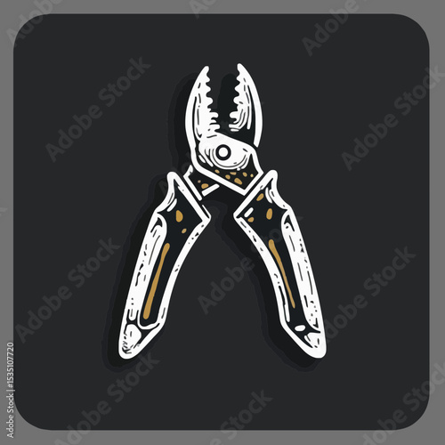 Vintage Hand Drawn Illustration of Needle Nose Pliers A Detailed Sketch