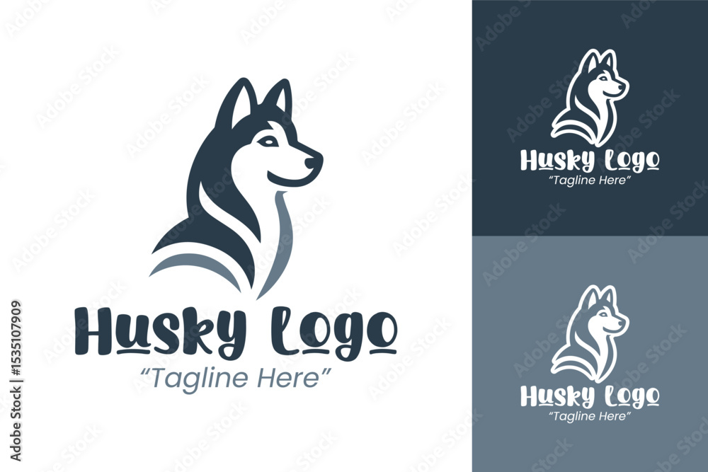 Obraz premium Elegant Husky Dog Logo for Animal Business with Strong Visual Identity