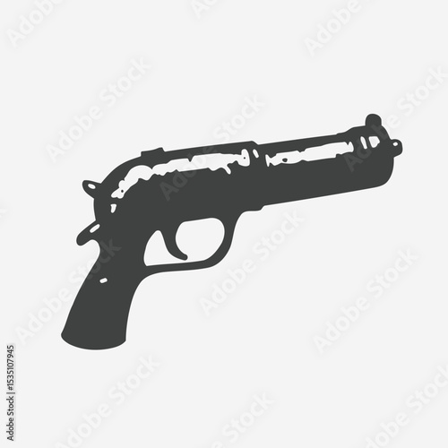 Vintage Handgun Illustration Detailed Sketch of a Classic Pistol