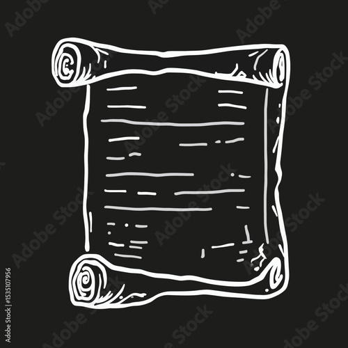 Ancient Scroll Illustration Hand-Drawn Parchment with Text