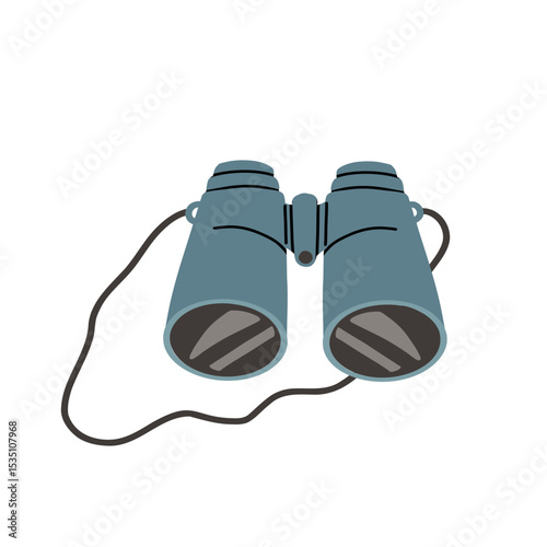 Flat vector illustration of a hand drawn binoculars object isolated on a white background, perfect for travel, camping, wildlife, or adventure themed designs