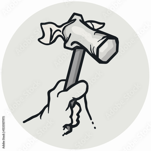 Hand Holding a Hammer A Powerful Tool Illustration