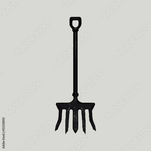 Gardening Tool Pitchfork Illustration - Black and White Minimalist Design