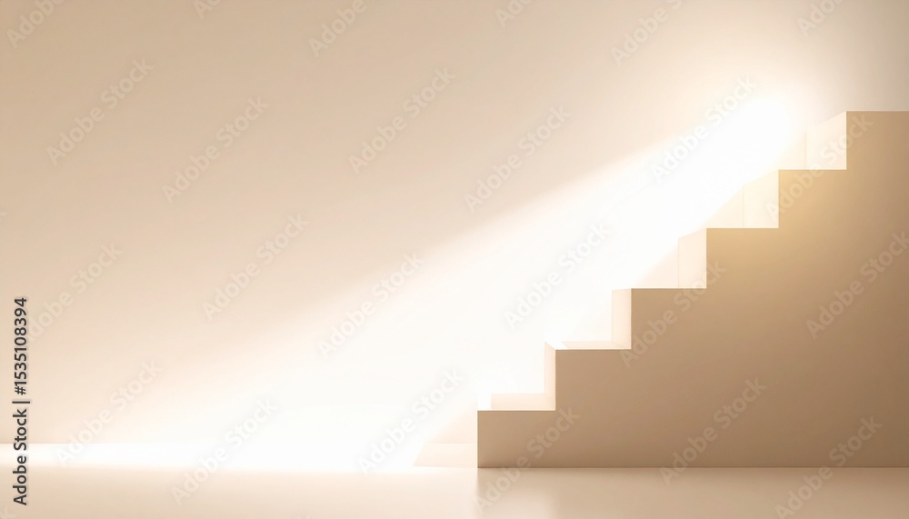 Obraz premium Ascending Steps to Success Light Beam Minimalist Background.
