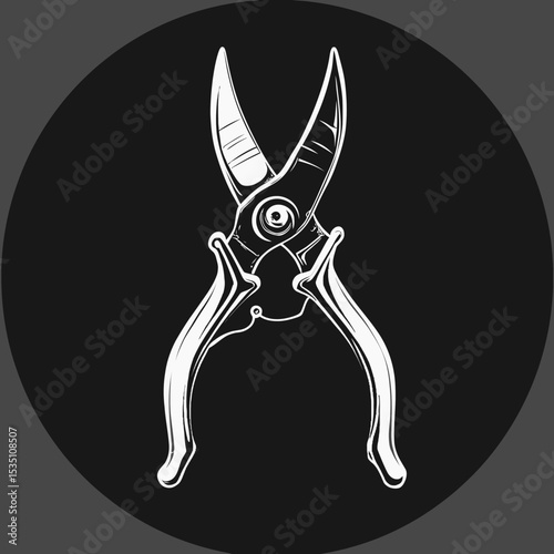 Hand Drawn Illustration of Gardening Shears Black and White Design