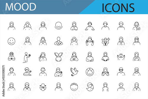 Mood-based icons illustrating various emotional states with different facial expressions