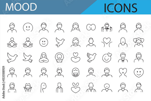 Icon collection featuring different facial expressions like happiness, sadness, and surprise