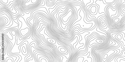 Abstract Topographic Map Lines Background – High-Resolution Black and White Contour Pattern for Modern Geometric Design and Mapping Projects. Detailed Vector Topographic Map Background with Elegant Bl