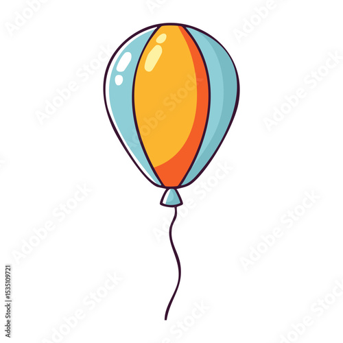Colorful cartoon balloon illustration with light blue, orange, and yellow segments perfect for celebrations