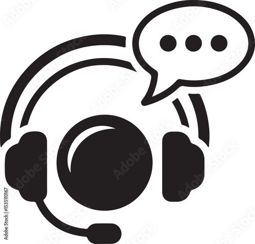 Call center operator with headset icon vector illustration