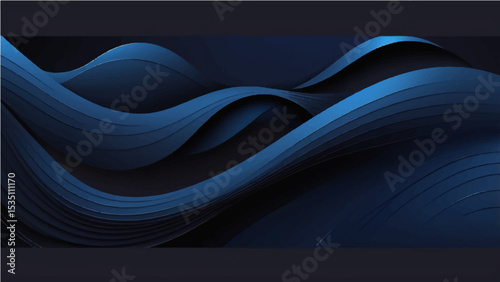 abstract dark blue and black background with large overlapping line shapes and small texture or particles. Smooth gradient lighting from left to right, with subtle grainy details.