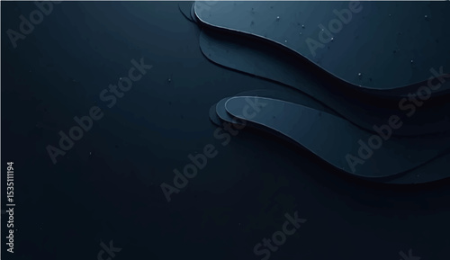 abstract dark blue and black background with large overlapping line shapes and small texture or particles. Smooth gradient lighting from left to right, with subtle grainy details.