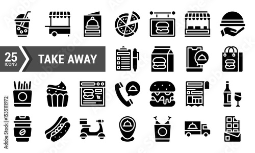 25 Take Away Glyph Icons for Website and Mobile App Design.